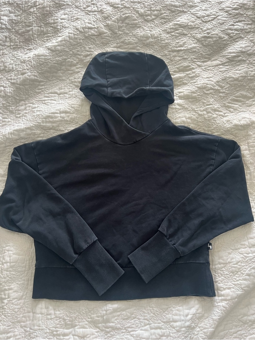 Women's Cropped Black Hooded Pullover Sweater